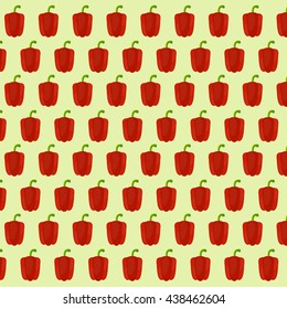 Vector seamless pattern with red sweet peppers. Print pattern pepper. Cartoon sweet peppers pattern. Pepper background.
