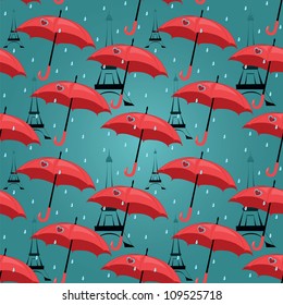 vector seamless pattern with red umbrellas