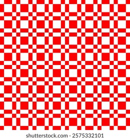 Vector, Seamless Pattern, 
Red and White Checkered Pattern, 
Seamless Red and White Checkered Background, 
Red and White Checkered Fabric Texture, 
Classic Red and White Checkered Design