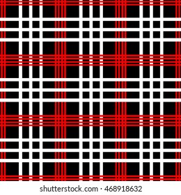 Vector seamless pattern. Red, white and black color.Checkered, plaid background.