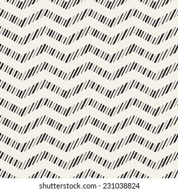 Vector seamless pattern. Regular abstract zigzag texture. Hatching of different thicknesses with slight tilt
