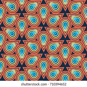 Vector seamless pattern. Regular background with geometric flower. 