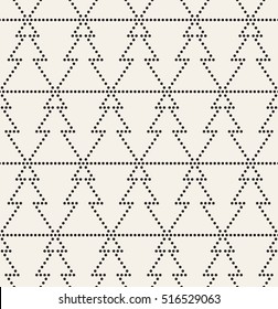 Vector seamless pattern. Regular monochrome texture. Geometric dotted Christmas trees. Simple minimalistic swatch.