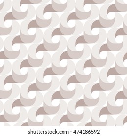 Vector seamless pattern of regular radial waves swirl geometric shapes chain with drops in, in gentle gray pastel colors, for design backgrounds, printing, textile, packaging and websites.