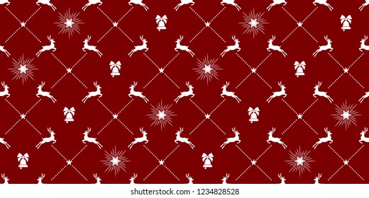 Vector seamless pattern with Reindeers. Christmas and New year decoration. Winter background. Pattern for fabric, textile, wrapping paper, wallpaper and other decoration. Vector illustration.
