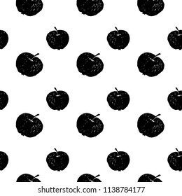 Vector seamless pattern, repeat apples,  Abstract simple monochrome  texture.