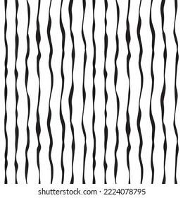 Vector seamless pattern repeat, uneven parallel black lines