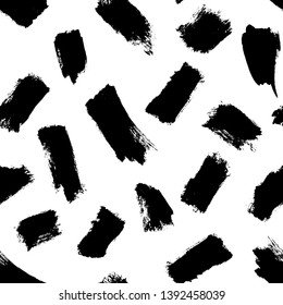 Vector seamless pattern. Repeatable texture with black ink drawn strokes. Artistic monochrome background. Black and white baackdrop.