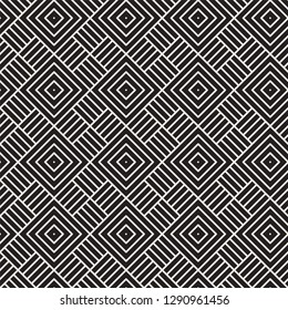 Vector seamless pattern. Repeating abstract lines background. Black and white geometric lattice design. Modern stylish texture.