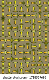 Vector seamless pattern. Repeating abstract geometric texture.
Yellow objects with brown background. 