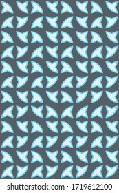 Vector seamless pattern. Repeating abstract geometric texture. Cyan color objects with dark grey background.