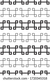 Vector seamless pattern. Repeating abstract geometric texture.
Black ornament lines with white background.