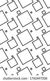 Vector seamless pattern. Repeating abstract geometric texture. Black square shape with white background.