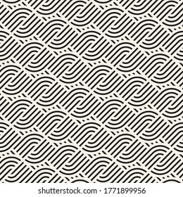 Vector seamless pattern. Repeating abstract background. Black and white geometric design. Modern stylish texture.