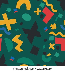 Vector seamless pattern. Repeating abstract background with hand drawn geometric shapes