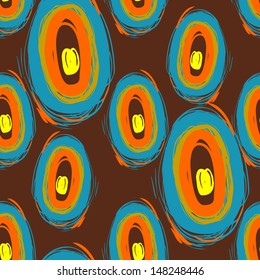 Vector seamless pattern with repeating elements. Bright ornament on dark background