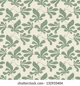 Vector seamless pattern. Repeating floral background. Textured print. Fabric texture with stylish leaves
