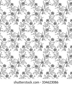 Vector seamless pattern. Repeating floral texture with flowers leaves. Pattern can be used as background, fabric print, surface texture, wrapping paper, web page backdrop, wallpaper