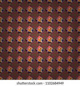 Vector seamless pattern. Repeating geometric purple, orange and brown tiles. Modern stylish texture. Trendy contemporary graphics.