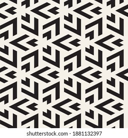 Vector seamless pattern. Repeating geometric black and white triangle lines. Abstract lattice background design.
