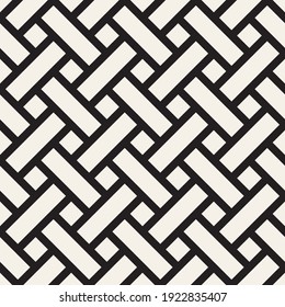Vector Seamless Pattern. Repeating Geometric Black And White Interlocking Lines. Abstract Lattice Background Design.