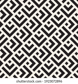 Vector seamless pattern. Repeating geometric black and white lines. Abstract lattice background design.