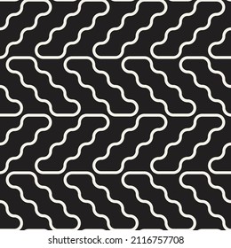 Vector seamless pattern. Repeating geometric elements. Stylish monochrome background design.