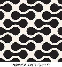 Vector seamless pattern. Repeating geometric rounded elements. Stylish monochrome background design.