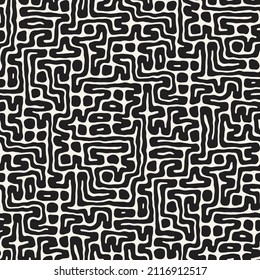 Vector seamless pattern. Repeating geometric elements. Stylish monochrome background design.