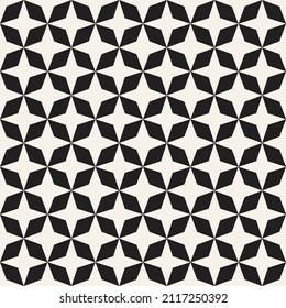 Vector seamless pattern. Repeating geometric stars and rhombuses elements. Stylish monochrome background design.