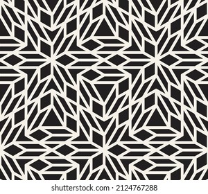 Vector seamless pattern. Repeating geometric elements. Stylish monochrome background design.