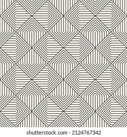Vector seamless pattern. Repeating geometric elements. Stylish monochrome background design.