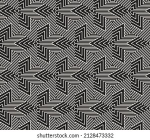 Vector seamless pattern. Repeating geometric elements. Stylish monochrome background design.