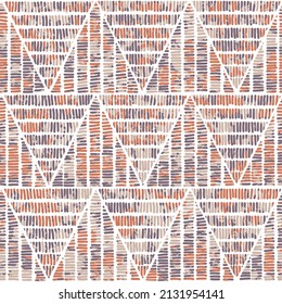 Vector seamless pattern. Repeating geometric tiles from striped triangles. Autumn colorful modern geometric triangle pattern.