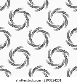 Vector seamless pattern. Repeating geometric swirling round shapes. Flat design pattern. Abstract symbols. Black and white background.