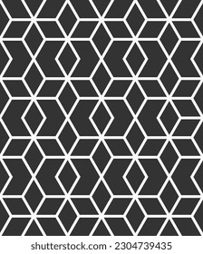 Vector seamless pattern. Repeating geometric black tiles. Rhombuses, geometric shapes pattern. Modern stylish texture. Flat design style. Vector monochrome mosaic background.