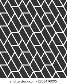 Vector seamless pattern. Repeating geometric diagonally arranged tiles, elongated rectangles. Modern stylish texture. Flat design vector pattern. Vector monochrome background.