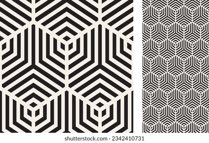 Vector seamless pattern. Repeating geometric tiles with hexagonal elements. Modern stylish texture. Abstract ornamental background