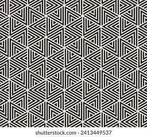 Vector seamless pattern. Repeating geometric elements. Stylish monochrome background design.