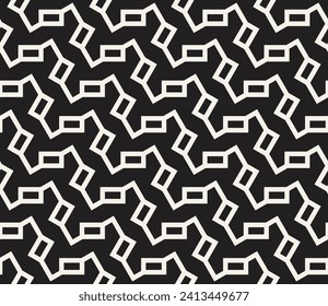 Vector seamless pattern. Repeating geometric elements. Stylish monochrome background design.