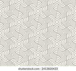 Vector seamless pattern. Repeating geometric elements. Stylish monochrome background design.