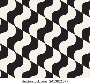 Vector seamless pattern. Repeating geometric elements. Stylish monochrome background design.