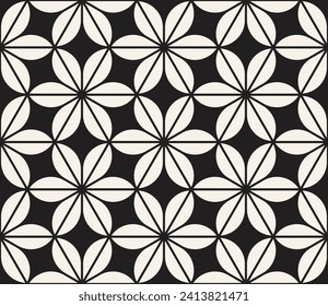 Vector seamless pattern. Repeating geometric elements. Stylish monochrome background design.