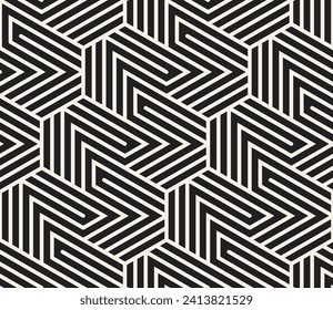 Vector seamless pattern. Repeating geometric elements. Stylish monochrome background design.