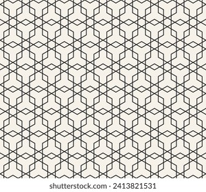 Vector seamless pattern. Repeating geometric elements. Stylish monochrome background design.