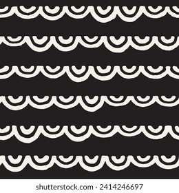 Vector seamless pattern. Repeating geometric elements. Stylish monochrome background design.