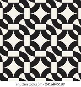 Vector seamless pattern. Repeating geometric elements. Stylish monochrome background design.