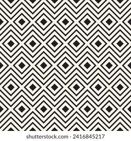 Vector seamless pattern. Repeating geometric elements. Stylish monochrome background design.