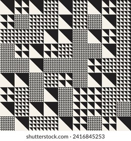 Vector seamless pattern. Repeating geometric elements. Stylish monochrome background design.