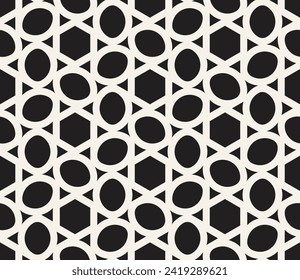 Vector seamless pattern. Repeating geometric elements. Stylish monochrome background design.